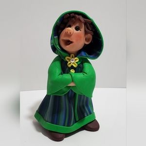 Vintage Small Fry sculpture little wizard with green cloak art Folk Art